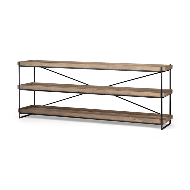 Trey Brown/Black Wood and Iron Console Table - Ornate Home