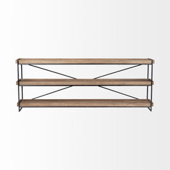 Trey Brown/Black Wood and Iron Console Table