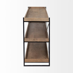 Trey Brown/Black Wood and Iron Console Table