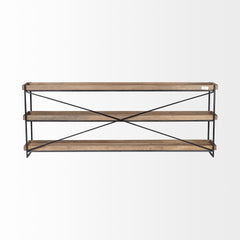 Trey Brown/Black Wood and Iron Console Table
