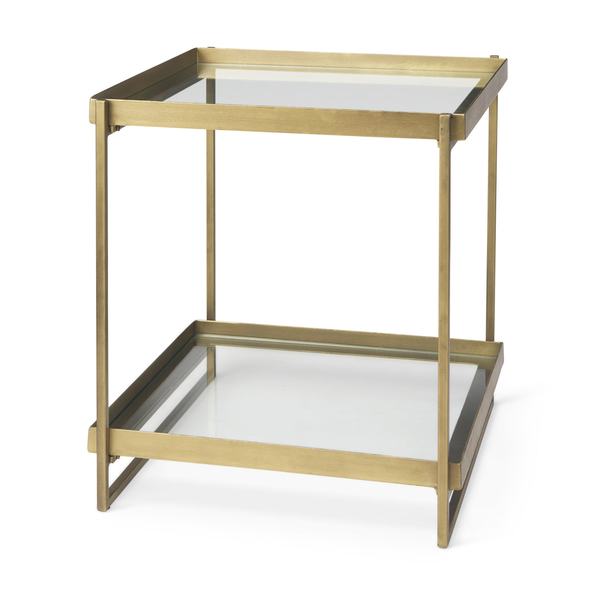 Trey Gold Metal with Glass Accent Table - Ornate Home