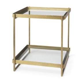 Trey Gold Metal with Glass Accent Table - Ornate Home