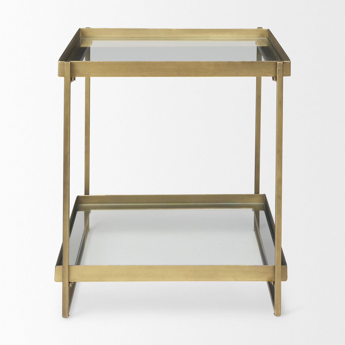 Trey Gold Metal with Glass Accent Table - Ornate Home