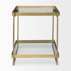 Trey Gold Metal with Glass Accent Table - Ornate Home