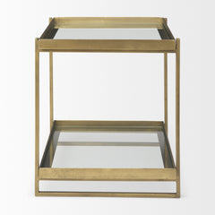 Trey Gold Metal with Glass Accent Table - Ornate Home