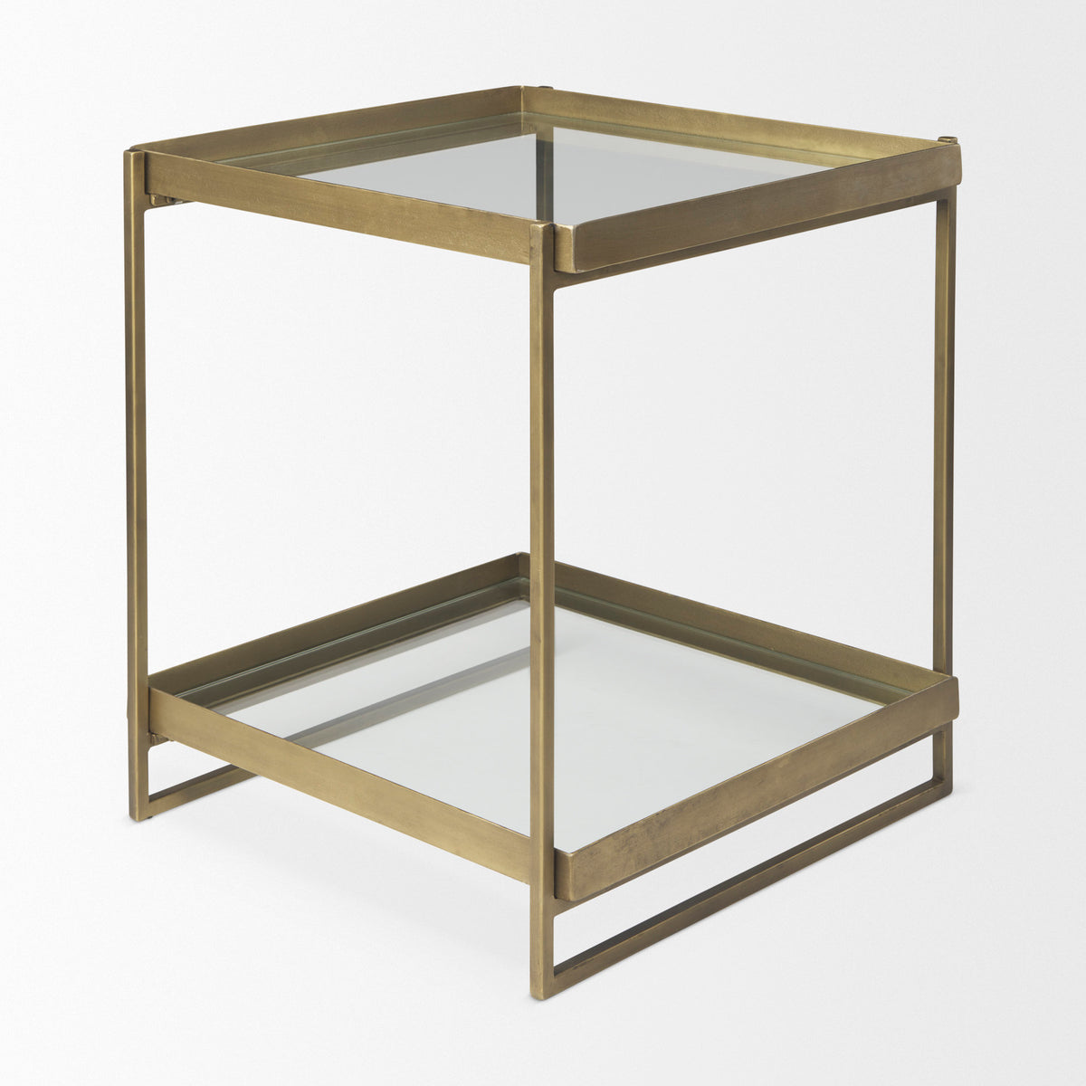 Trey Gold Metal with Glass Accent Table - Ornate Home
