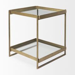 Trey Gold Metal with Glass Accent Table - Ornate Home