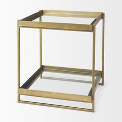 Trey Gold Metal with Glass Accent Table - Ornate Home