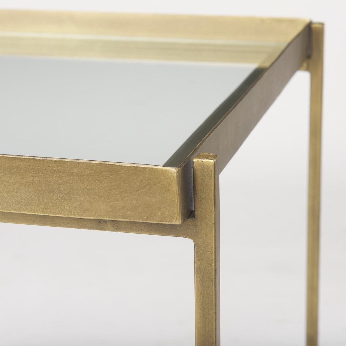 Trey Gold Metal with Glass Accent Table - Ornate Home