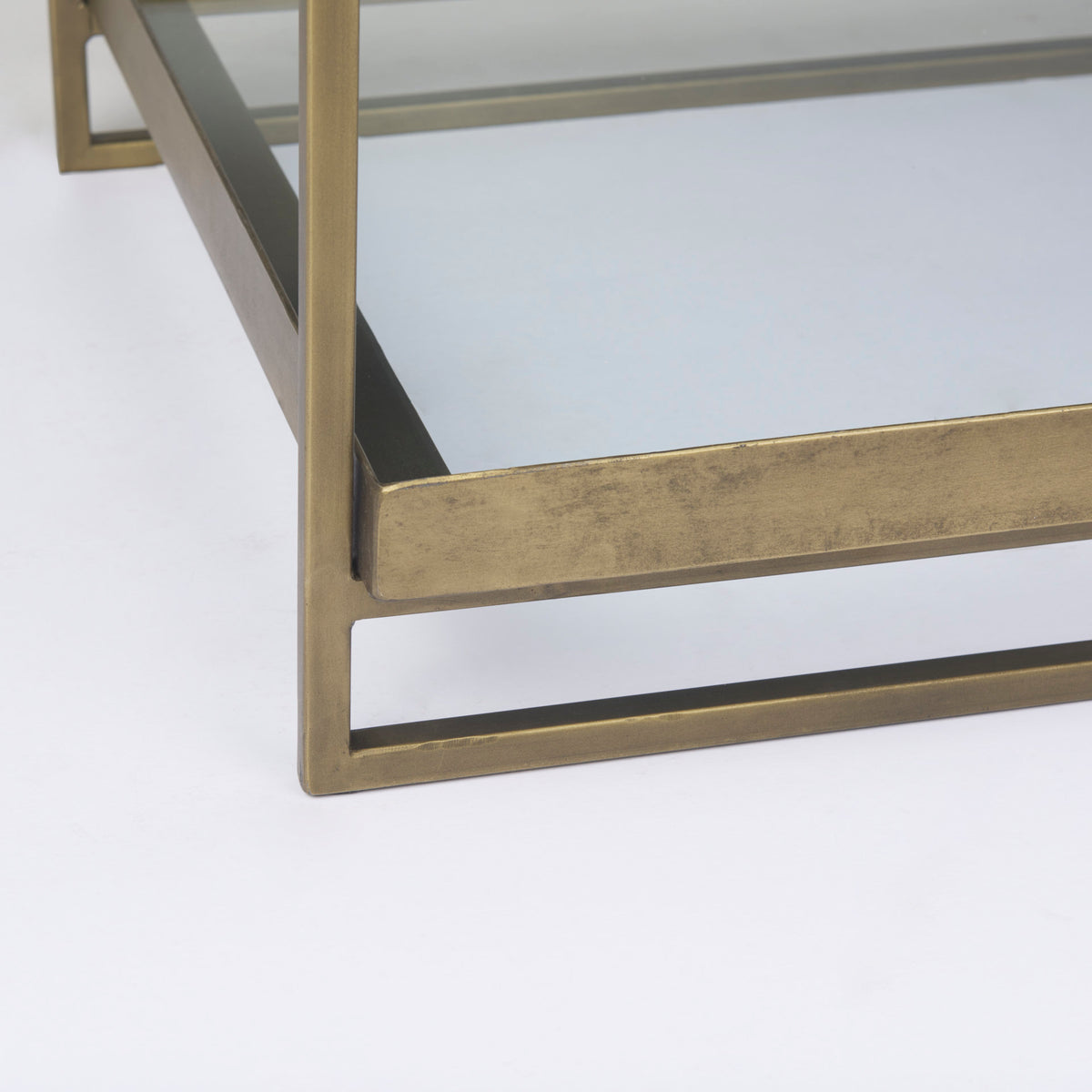 Trey Gold Metal with Glass Accent Table - Ornate Home