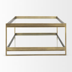 Trey Gold Metal with Glass Coffee Table - Ornate Home