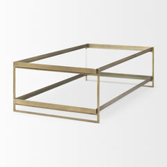 Trey Gold Metal with Glass Coffee Table - Ornate Home