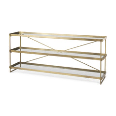 Trey Gold Metal with Glass Console Table - Ornate Home