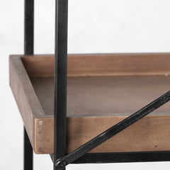 Trey Medium Brown Wood and Iron Five Tray Shelf Shelving Unit