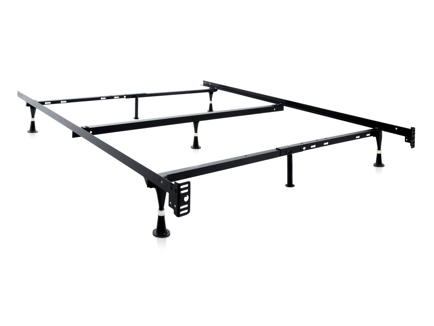 Tri-Support Black Queen/Full/Twin Adjustable Bed Frame w/ Reinforced Glides - Ornate Home