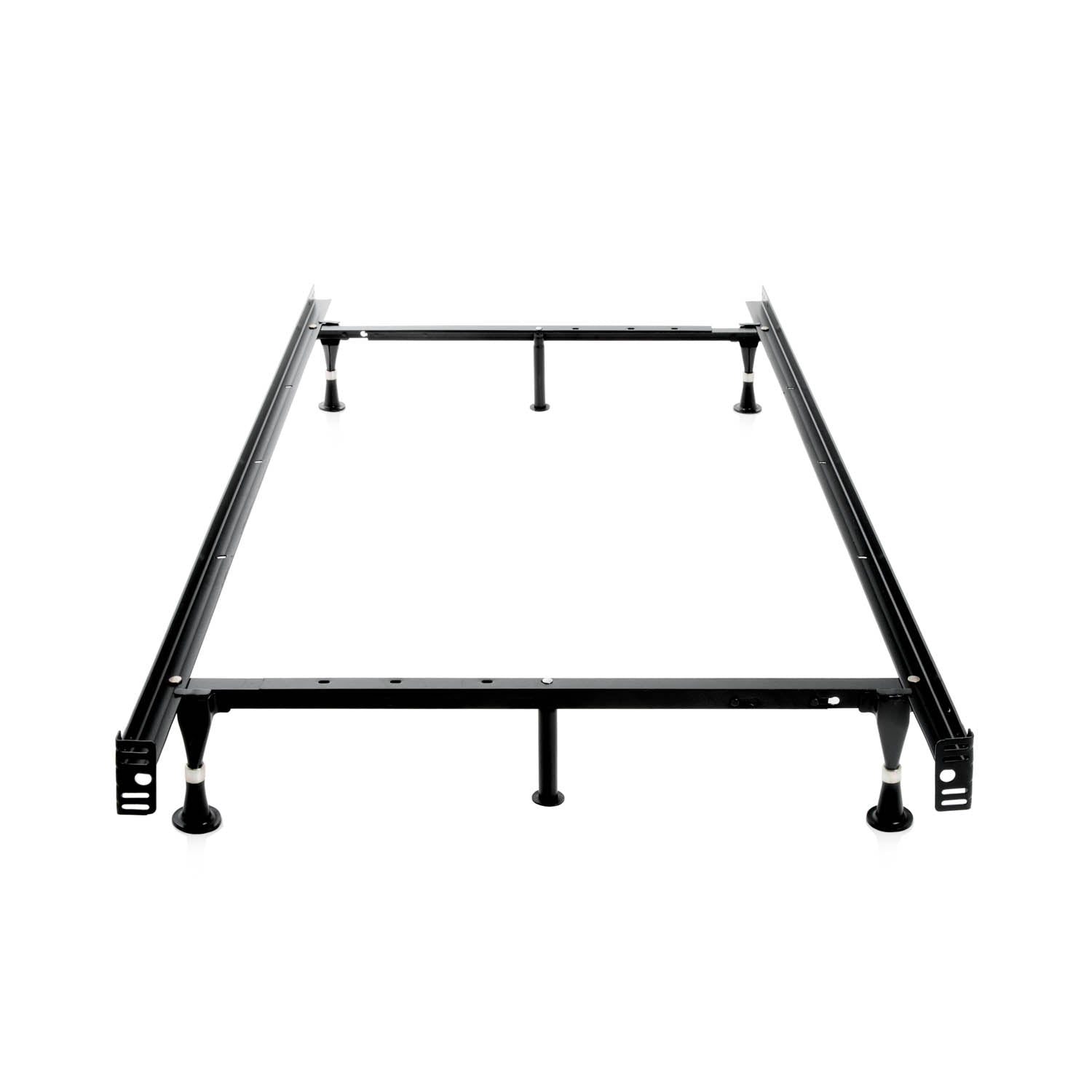Tri-Support Black Queen/Full/Twin Adjustable Bed Frame w/ Rug Rollers - Ornate Home