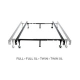 Tri-Support Black Twin/Full Adjustable Bed Frame w/ Reinforced Glides - Ornate Home