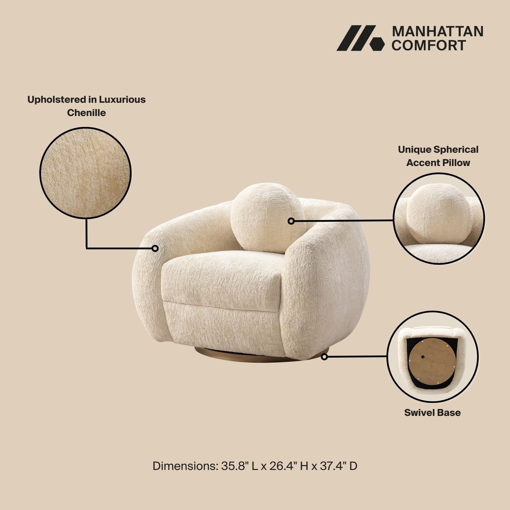 Tribeca Accent Chair in Cream - Ornate Home