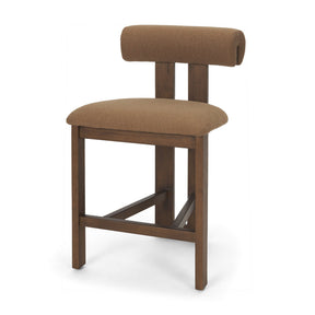 Tribeca Mocha Curve Open Back Fabric Tripod Frame Counter Stool - Ornate Home