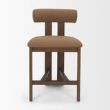 Tribeca Mocha Curve Open Back Fabric Tripod Frame Counter Stool - Ornate Home