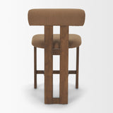 Tribeca Mocha Curve Open Back Fabric Tripod Frame Counter Stool - Ornate Home