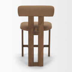 Tribeca Mocha Curve Open Back Fabric Tripod Frame Counter Stool - Ornate Home