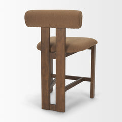 Tribeca Mocha Curve Open Back Fabric Tripod Frame Counter Stool - Ornate Home