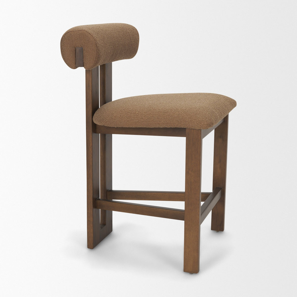 Tribeca Mocha Curve Open Back Fabric Tripod Frame Counter Stool - Ornate Home