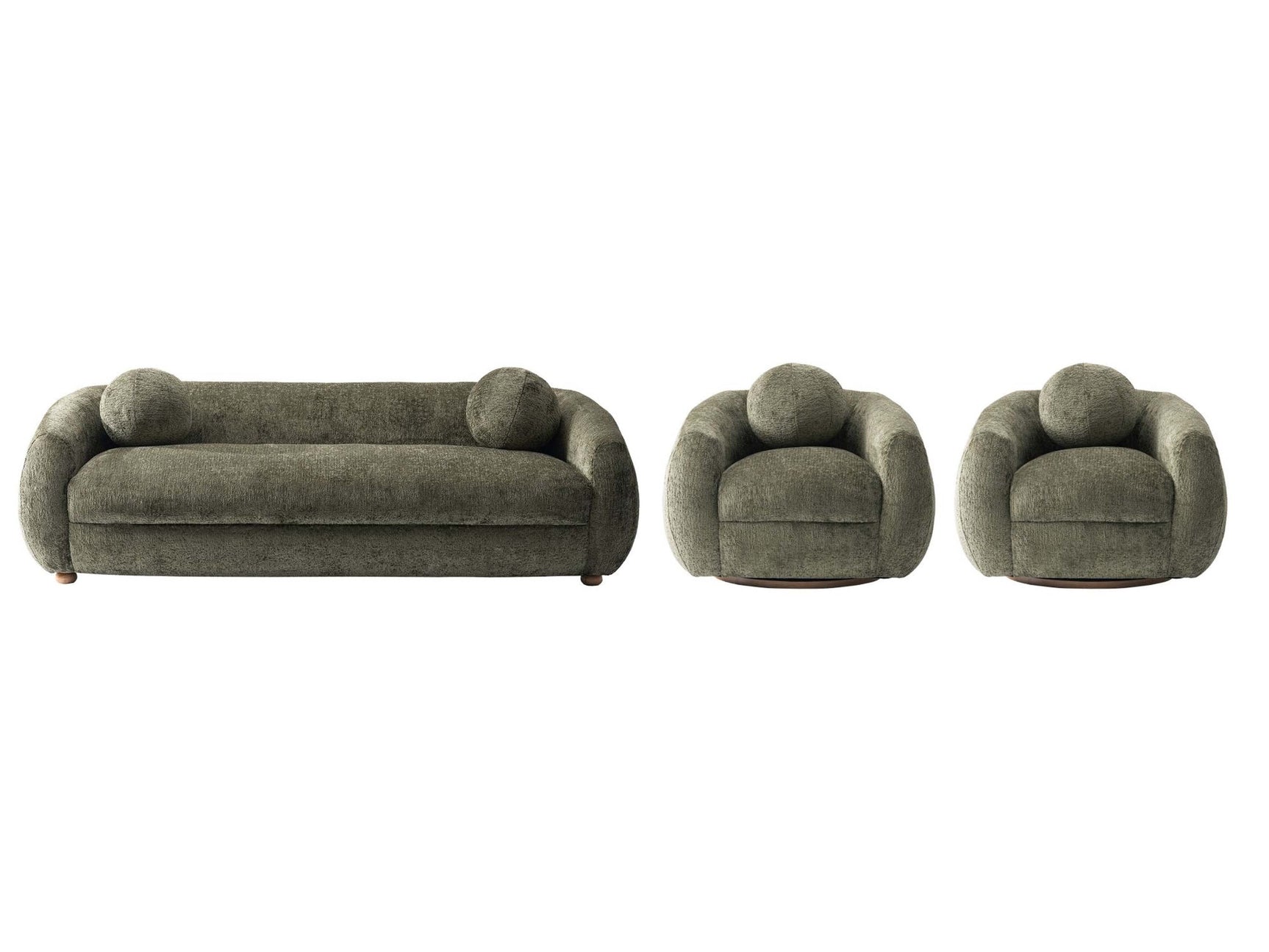 Tribeca Sofa and Accent Chairs in Olive Green (set of 3) - Ornate Home
