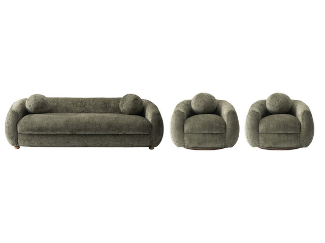 Tribeca Sofa and Accent Chairs in Olive Green (set of 3) - Ornate Home