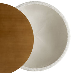 Tridome Natural/Ivory Round Boucle Upholstered Storage Coffee Table - Ornate Home