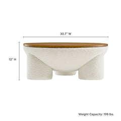 Tridome Natural/Ivory Round Boucle Upholstered Storage Coffee Table - Ornate Home