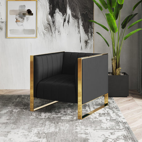Trillium Accent Chair in Black and Gold - Ornate Home