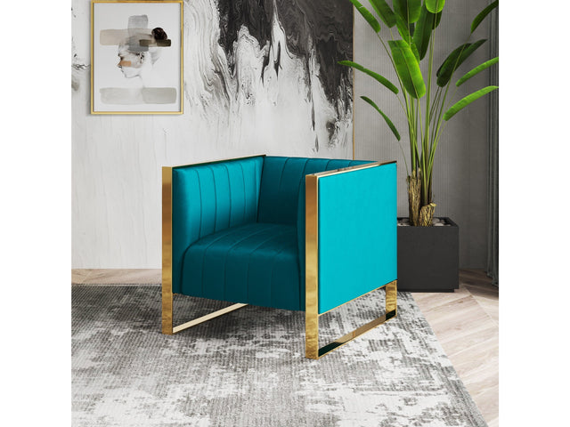 Trillium Accent Chair in Teal and Gold (set of 2) - Ornate Home