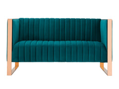 Trillium Loveseat in Aqua Blue and Gold - Ornate Home