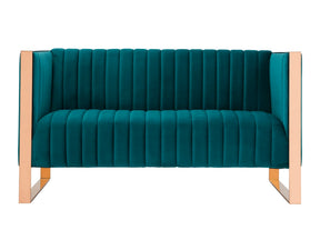 Trillium Loveseat in Aqua Blue and Gold - Ornate Home