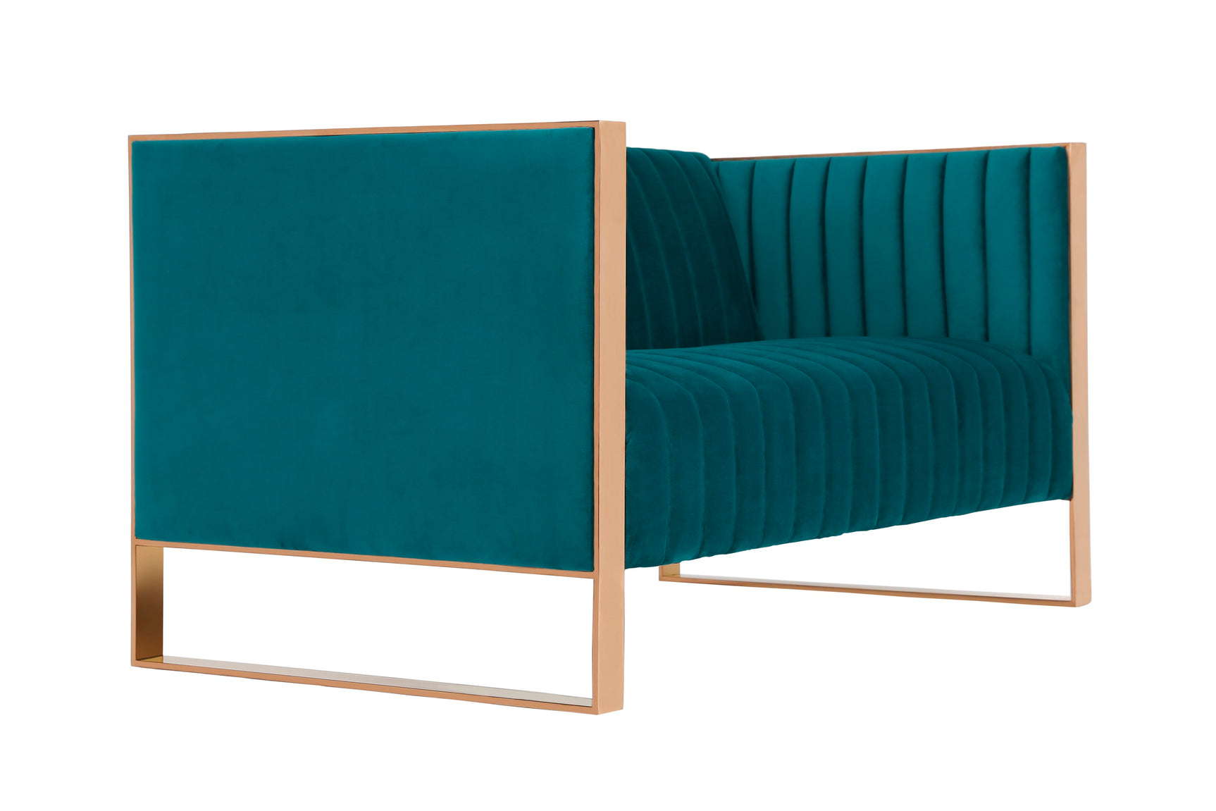 Trillium Loveseat in Aqua Blue and Gold - Ornate Home