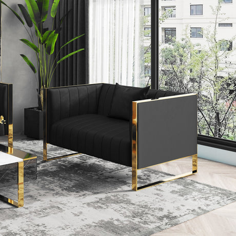 Trillium Loveseat in Black and Gold - Ornate Home