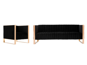Trillium Sofa and Armchair in Black and Gold (set of 2) - Ornate Home