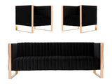 Trillium Sofa and Armchair in Black and Gold (set of 3) - Ornate Home