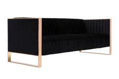 Trillium Sofa and Armchair in Black and Gold (set of 3) - Ornate Home