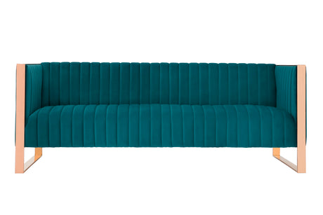 Trillium Sofa and Armchair in Teal and Gold (set of 3) - Ornate Home