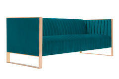 Trillium Sofa in Aqua Blue and Gold - Ornate Home