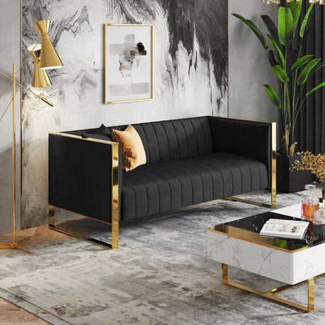 Trillium Sofa in Black and Gold - Ornate Home