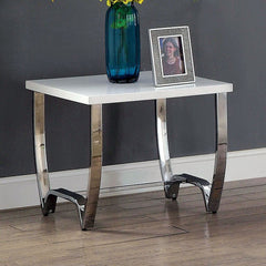 Trina White/Chrome End Table - Ornate Home
