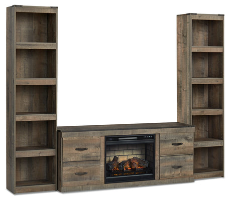Trinell Brown 3-Piece Entertainment Center with Electric Fireplace - Ornate Home
