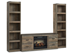 Trinell Brown 3-Piece Entertainment Center with Electric Fireplace - Ornate Home