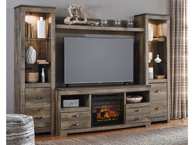 Trinell Brown 4-Piece Entertainment Center with Electric Fireplace (Online Special Price) - Ornate Home