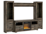 Trinell Brown 4-Piece Entertainment Center with Electric Fireplace (Online Special Price) - Ornate Home