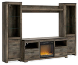 Trinell Brown 4-Piece Entertainment Center with Electric Fireplace - Ornate Home